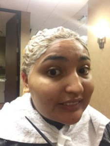 First all over bleach application (the face is due to my itchy scalp)